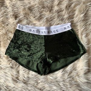 Nastya Nass Green Velour Booty Shorts